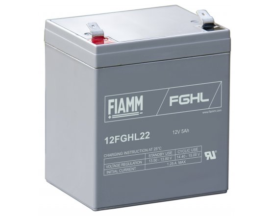 12V/5Ah FIAMM 10 års Højstrøm Blybatteri 12FGHL22