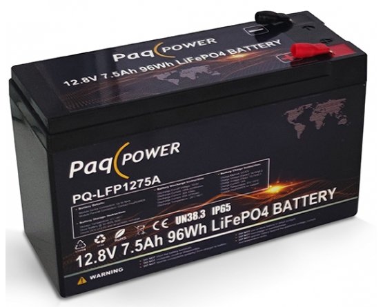 12V (12,8V) 7.5Ah 96Wh LiFePO4 PaqPOWER batteri
