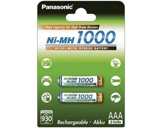 AAA/P03 Panasonic High Capacity 1000mAh