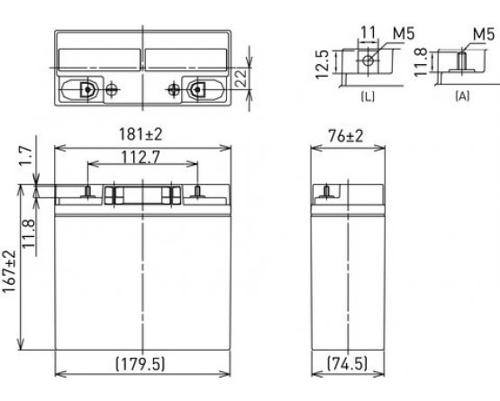 12V/17Ah Panasonic Blybatteri 10års LC-XD1217AP