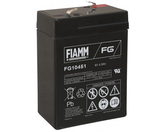 6V/4,5Ah FIAMM 5 års Blybatteri FG10451