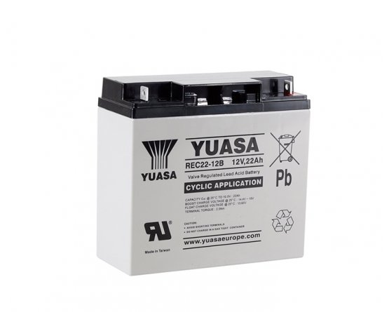 12V/22Ah Yuasa Blybatteri op til 600 opladninger