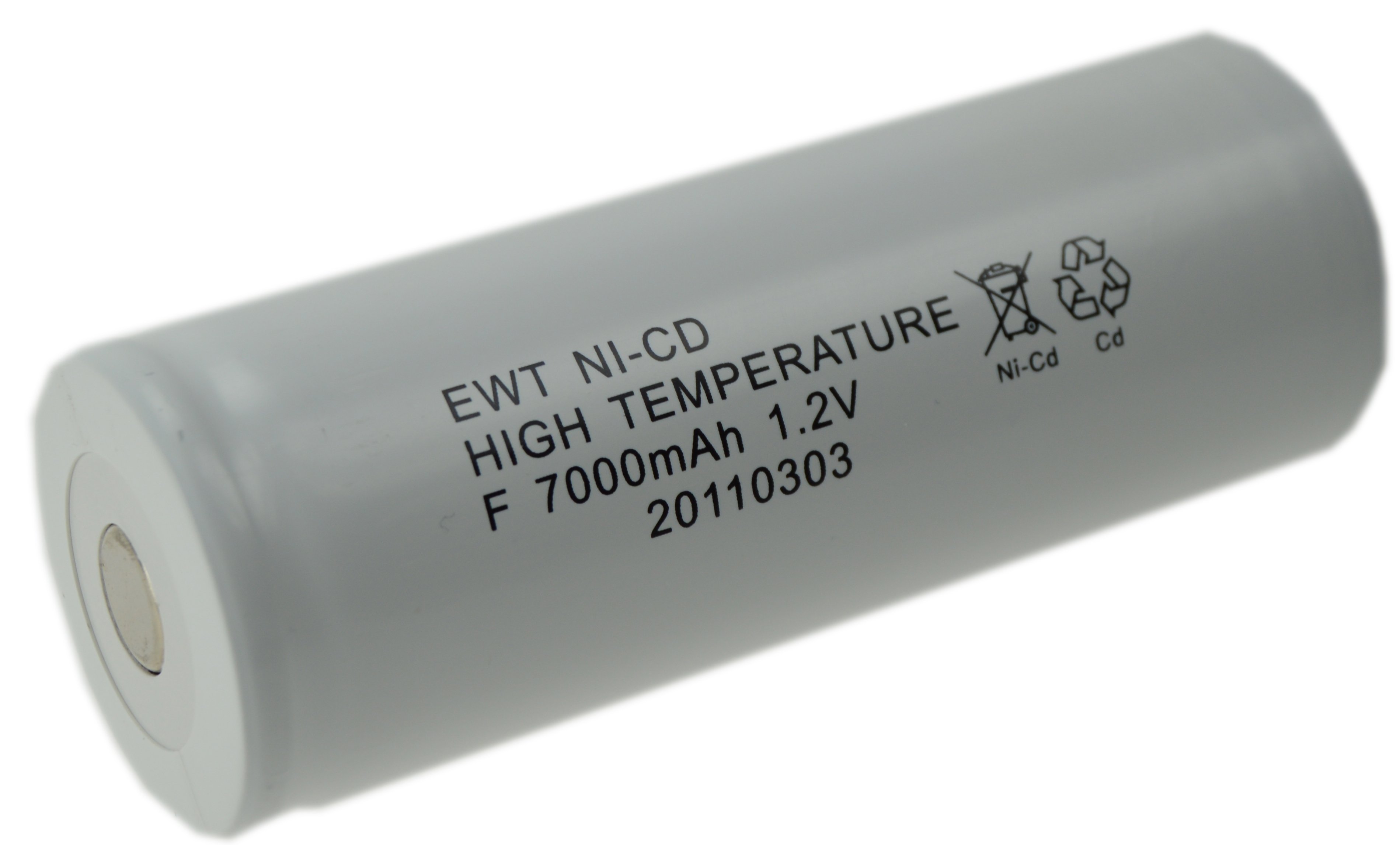 NiCd 3/2D batteri 1,2V 7000mAh flad top Høj temp.