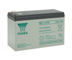 12V/7Ah Yuasa Blybatteri RE7-12FR Faston 4,7mm