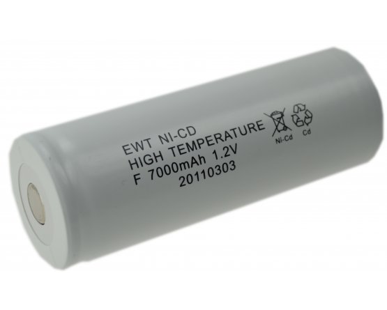 NiCd 3/2D batteri 1,2V 7000mAh flad top Høj temp.