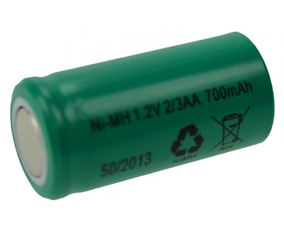 NiMH 2/3AA batteri 1,2V 700mAh flad top