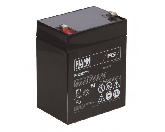 12V/2,7Ah FIAMM 5 års Blybatteri FG20271