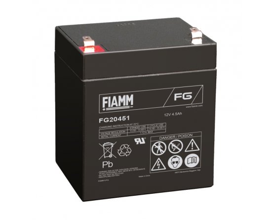 12V/4.5Ah FIAMM 5 års Blybatteri FG20451