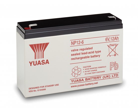6V/12Ah Yuasa 3-5års Blybatteri NP12-6
