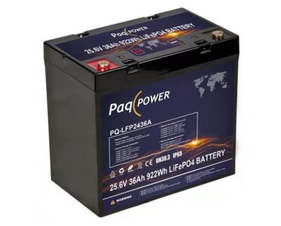 24V (25,6V) 36Ah 922Wh LiFePO4 PaqPOWER batteri