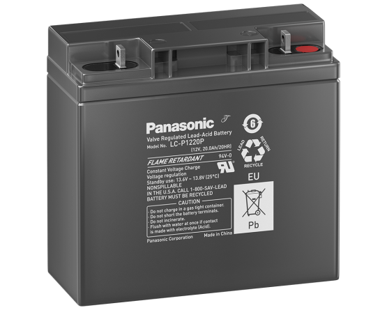 12V/20Ah Panasonic Blybatteri 10-12år LC-P1220P