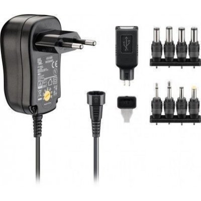 Universal strømforsyning 3-12V/1A 12W 1 USB/8 DC