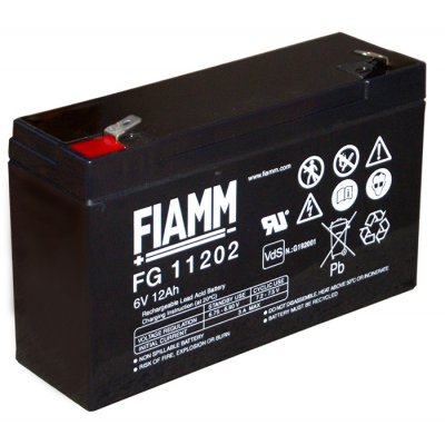 6V/12Ah FIAMM 5 års Blybatteri FG11202