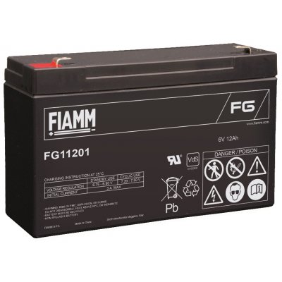 6V/12Ah FIAMM 5 års Blybatteri FG11201
