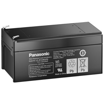 12V/3.4Ah Panasonic Blybatteri 6-9år LC-R123R4P