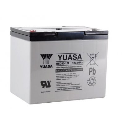 12V/80Ah Yuasa Blybatteri op til 600 opladninger