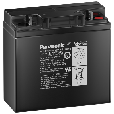 12V/17Ah Panasonic Blybatteri 10års LC-XD1217AP