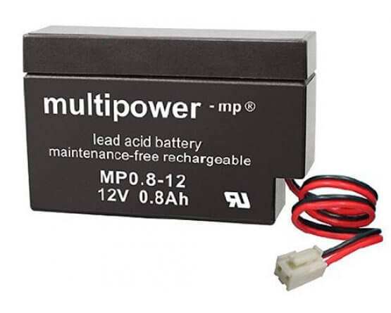 12V/0,8Ah Blybatteri Multipower MP0,8-12 JST